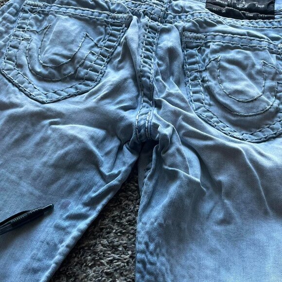 True Religion Light Blue Distressed Denim Jeans Mens 30 Midrise Relaxed Slim Fit - Picture 7 of 8